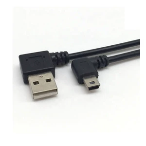 OEM Custom 0.5m 1m Left Right Angle 90 Degree USB 2.0 Male Mini 5 Pin USB Cable PVC Braid for Camera Computer Free Sample