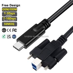 UNG KAY 1m/2m/3m Locking USB 3.0 B Mela to Type-C Cable 5Gbps Data Transfer Screw Secure Connection for Industrial Camera/Device