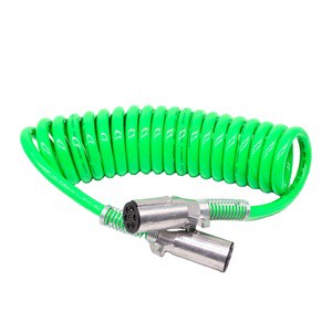 New 7 Way Truck Trailer Spiral Cable 12FT ABS Heavy Duty 100% Copper 4/12+2/10+1/8 Gauge
