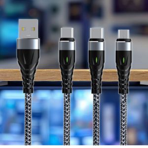 Manufacturer Wholesale LED Aluminum Shell Type-C Nylon 3A Fast Charging Eco-Friendly Pure Copper Conductor Data Cable For Camera