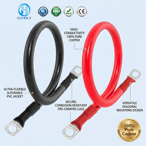 M10 2AWG L25cm Battery Cable Set for Automobile Electronic Devices Solar Marine Motorcycle-High Gauge Copper Power Inverter Wire