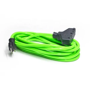 12/3 SJTW 12 Gauge 25ft NEMA 5-15P/R Plug 125V 15A 3 Outlets Male/Female End Bright Green Copper/PVC Extension Cord CETL CUL