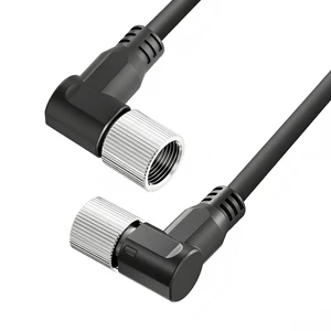Industrial Power M12 A-Coded 4-Pin Angled Cable Female Open Wire Connection for Sensor/Actuator PLC I/O