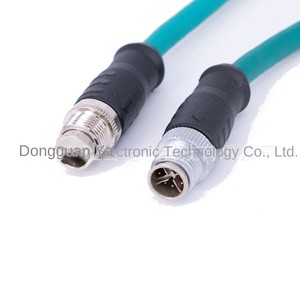Super Six Gigabit Industrial Profinet Network Cable M12 8P Male X Servo Ethernet 10A Rated Current Copper Contact Connector