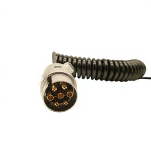 7CORE Industrial Trailer Truck Telescopic Spiral Cable with PUR Jacket PE Insulation Tinned Copper Braided Shield 450V Rated