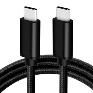 PD Fast Charging 5Gbps USB3.0 Data Cable 60W 20V 3A 3M 2M Type-C Aluminum Shell & Nylon Braided Double Type-C Black for Cameras