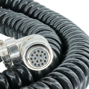 17 Pin Spiral Cable Aviation Connector WS28 Electric Industrial Power Supply Connector LED Coiled Right Angle Cable
