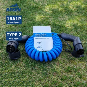 Electric Car Charging Cable 16A EV Cable Coiled Spiral EVSE Cable Type 2