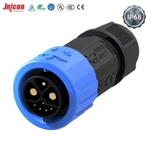 High Current Waterproof Connector M23 8 Pin 50A 300V Power 5A Signal IP67 Push Lock Hybrid Plug for EV Battery Servo