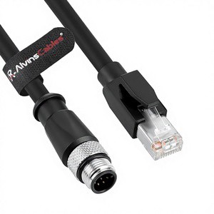 Alvin's Cables M12 A-Code 8 Pin Male RJ45 Cat6a Ethernet Cable Shielded Industrial Automation Network Devices High-Flex