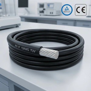 TUV PV Solar Cable PV-1F OEM 10AWG Tinned Copper Wire For Solar Panel Automotive Use From Zhejiang China