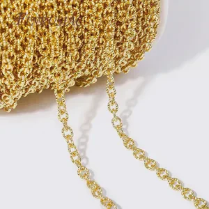 High Quality 18K Gold Plated 4.7MMx6MM Metal Textured Cable O Shape Spool Chains for DIY Jewelry Making Excellent Cable Findings