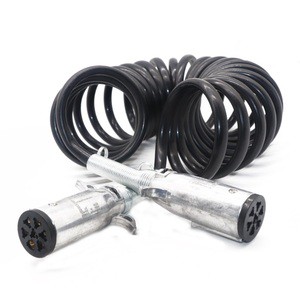 SYD 1197 Truck Nylon Trailer Wire Black Seven Core Spring Suzie Coil Spiral Cable for Brake System