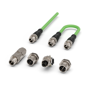 Industrial Ethernet 10Gbps 8 Pin M12 X Coded Male RJ45 Connector Waterproof IP67 Cat6a Green Jacket PVC Shielded Cable -25-85C