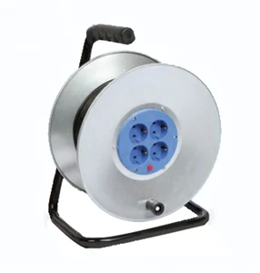 2026 Hot Sale Industry Use 50m Small Electric Socket Hand Hold Reel Cable Drum 4 Outlets 250V 16A Extension Cable Good Quality
