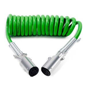 American Type 12 FT 7 Way ABS Coiled Electrical Trailer Cable for Trailer Truck