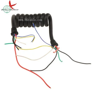 Customized 2 to 20 Cores PUR Spiral Wire Curly Spring Stretched Charging Cable Cords Coiled Cable for Machines, Trailers Ext.