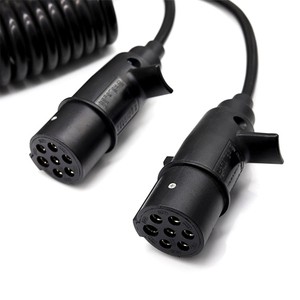 7-Core Copper Spiral Cable with AC Male End 6ft Industrial Equipment Power Cord for Rearview Camera US & CN Plug Standard