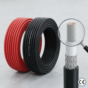 Shielded Tinned OFC PVC Solar Cable 10mm UV Resistant 100m Red/Black Jacket DC Wire 1 Year Warranty