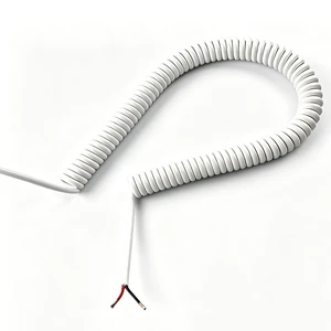 2-core Flexible 0.75mm2 White Pure Copper TPU Spiral Cable Resistant Spring Wear-resistant Cord