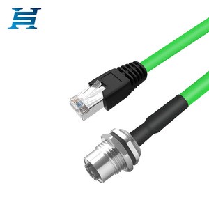 M12 Aviation Plug & RJ45 Cable Connector Front/Rear Panel Male/Female Industrial Ethernet Cable A/D/X-Type For Electrical Wires
