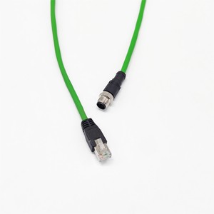 M12 to RJ45 Industrial Ethernet 20m Cable Straight 4 Pin Male D-code Flexible Sensor Cable for Industrial Cameras