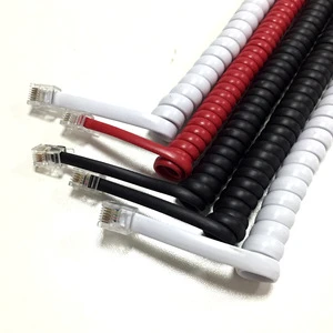 HS Brand Landline Telephone Handset Spring Cable Curved 2-core 4P6C 8-core Coiled Spiral RJ9 Pure Copper