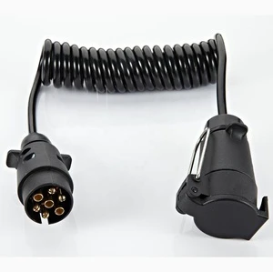 OEM 7 Pin Trailer Light Board Extension Cable Spiral Cable with Male to Female Towing Adapter Socket/plug for Car Caravan Truck