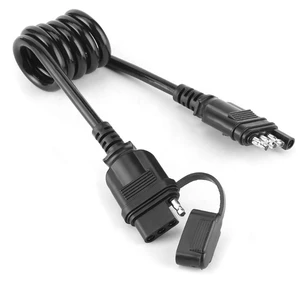 American RV 4 Pin Flat Trailer Extension Coiled Cable Male to Female Stretchable Coiled Power Cable