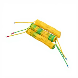 KaiMei RVUT-009 PUR Yellow Green Spiral Cable Copper Conductor PVC Insulation Oil Resistant -40 +85 Electrical Equipment