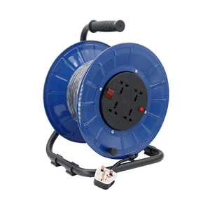 Heavy Duty Large Electric Reel 20M Copper Power Wire Extension Cable with UK/EU Plug Plastic Housing for Industrial Use