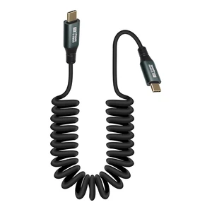 USB 3.2 PD 100W Type-C Spring Coiled Cable 20Gbps Data Transfer 8K 60Hz Display 5A Fast Charging for Camera Phone Laptop