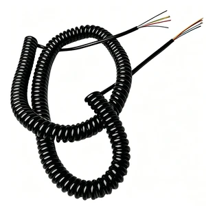 Customizable 6 Cores PU PUR Insulated Copper Coiled Extension Cable Electrical Power Coil Cable Spring Spiral Cable For Building