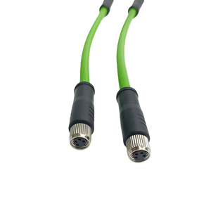 Hot Sale M8 Industrial High Voltage High Current Copper Ethernet Cable 4core Female IP67 Housing High Flexible Drag Connector