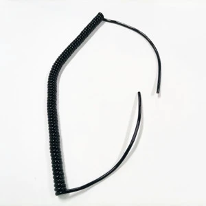 2X0.5mm2 Flexible Black PU Jacket Coiled Spiral Stranded Ethernet Cable Wire Industrial Auto Power Cord