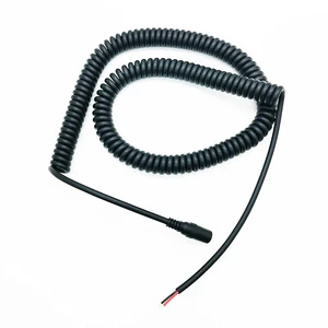 Custom Spring Coiled 2 Core Wire Cable DC 5.5*2.1 5.5*2.5MM Barrel Jack Male/Female Power Cable Spiral Power Cable