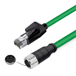 Industrial Grade M12 8pin a Type Network Cable to RJ45 for Industrial Camera Ethernet