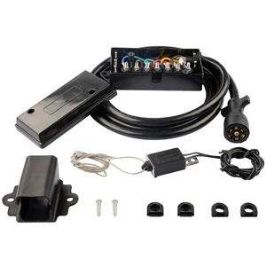 RV Trailer Cord Kit 7 Way 8 Feet Include Plug Holder and Trailer Connector Cable Wiring Harness with Waterproof Junction Box