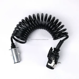 New Custom Heavy Duty Electrical Coiled Cable Spring Towing Wire 7 Way 7 Core Trailer Cable Black Green 28T 4.5M