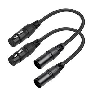 3 Pin XLR Male 5 Pin XLR Female DMX Cable Heavy Duty Oxygen Free Copper Conductor Gold Plated Connectors 0.3M for Stage Lighting