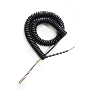 Custom Flexible 20/22AWG Black 4-core PU Cables Spiral Coiled Wire/ Spring Cable for Car Auto Industry Forklift Trailer