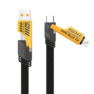 Universal Compatibility Four-in-One Fast Charging Data Cable USB 2.0 180 Rotational Magnetic Connectors Camera Computer