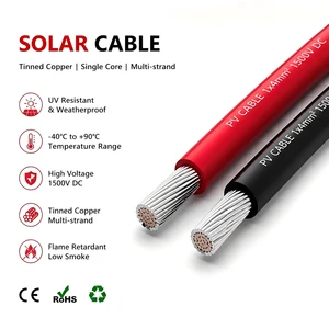TUV Certified, Tinned Copper Conductor ,Solar Kabel 6mm2, 4mm2 Solar Cable, 1.5 KV DC / 1.8 KV DC.OEM Solar Cable Factory