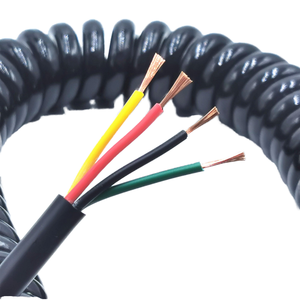 4 Core TPU PVC Spiral Spring Cable 24AWG Copper Coiled Retractable Power Wire IP65 Industrial Auto Robotics Heating