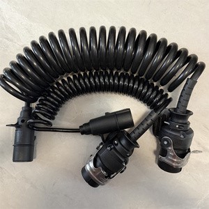 7pin Trailer Extension Coiled Cable With Trailer Adapter Plug Socket Connector,7 Core Towing Caravan