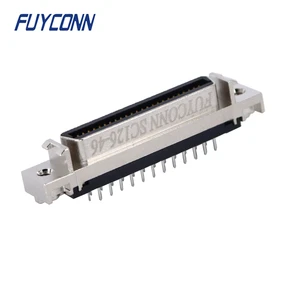 Mini D Ribbon MDR PCB Straight 1.27mm SCSI Connector W/ Zinc Alloy Shell, SCSI Female 50pin Servo Connector