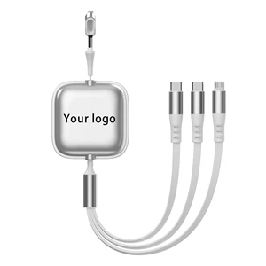Hot Sale High Quality 1.2m Retractable 3 in 1 Charging Cable USB Car Charger with Retractable Cable for Mobile Phone