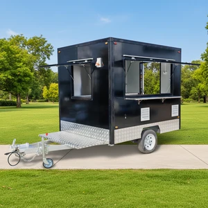 New 3 Meters Mobile 4-Wheel Tow Bar Trailer Aluminum Fiberglass Construction For Fast Food Snack Food Service Dining Car