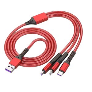 Universal 3-in-1 Braided Nylon USB Type-C 1.2M Durable Fast Charging Data Cable for iPhone & Camera
