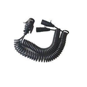 High Quality Spiral Electrical Cord Truck Trailer ABS Coiled Power Cable With 15 Pin Connectors